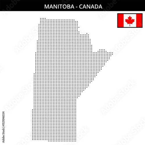 Small square dotted map of Manitoba in Canada