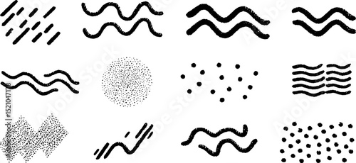 Engraved abstract squiggles and dot patterns for creative designs