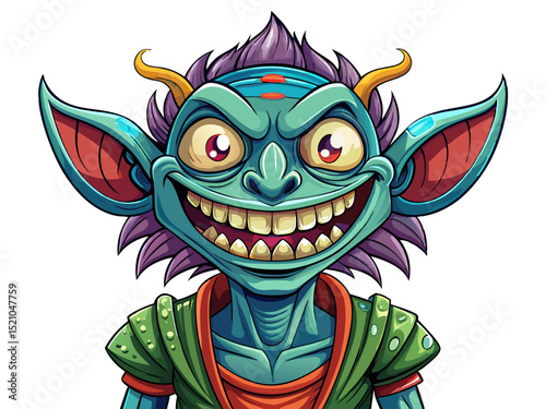 Vector cartoon illustration of a cute alien character with oversized eyes perfect for sci-fi designs, games, stickers, and creative branding