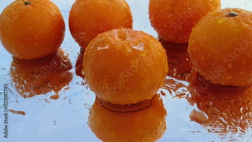 Orange with splash, drip and whirlpool. Makes a refreshing impression. Horizontal Video.