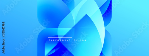 Abstract blue design. Overlapping shapes create dynamic visual effect. Modern, clean aesthetic suitable for backgrounds.