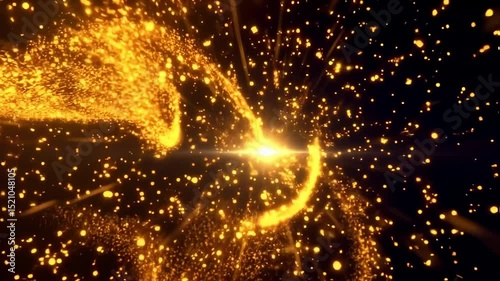 Exploding Golden Sparks Flying Rapidly In Dark Cinematic Background