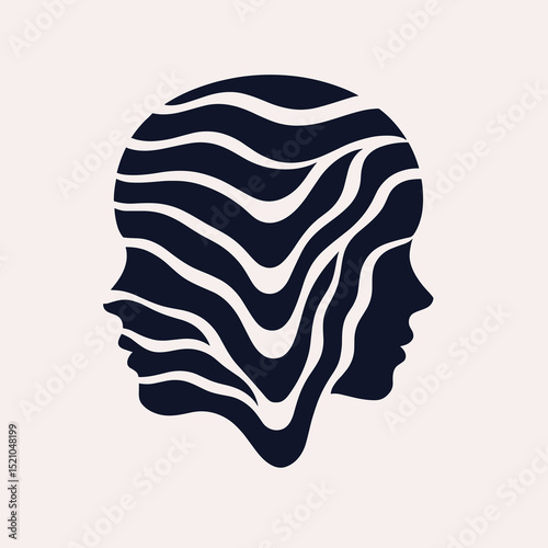 Dual Identity: An abstract logo merging two side profile into one, showcasing inner wave.