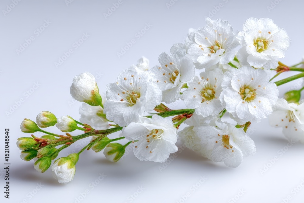 Fototapeta premium Beautiful white blossoms captured in springtime with delicate petals and fresh green buds