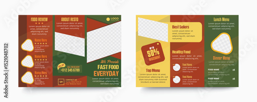 Restaurant Food Trifold Brochure Design Template