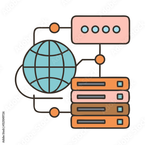 Global server network with interconnected database