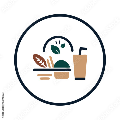 Balanced meal with salad, drink, and bread in circle