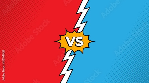 Versus comic style animation, 2D flat simple motion