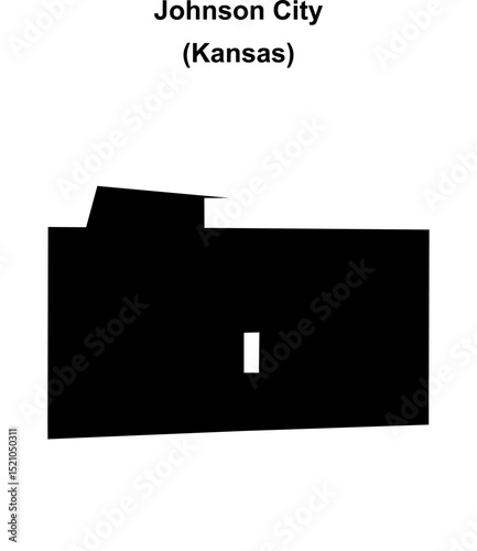 Johnson City (Kansas) blank outline map