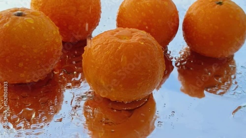 Orange with splash, drip and whirlpool. Makes a refreshing impression. Horizontal Video.