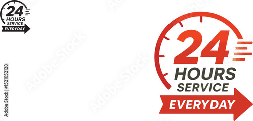 vector illustration of 24 hours service