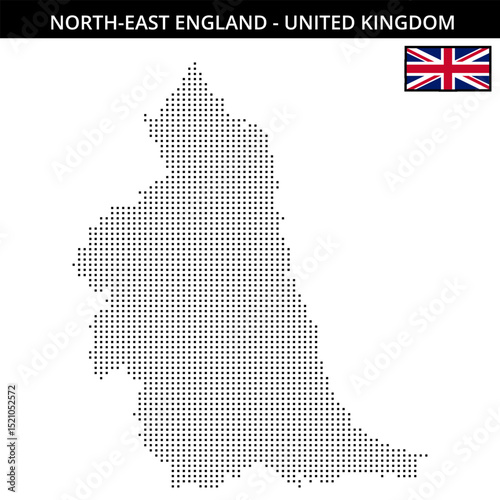 Small square dotted map of north-east-england in United Kingdom