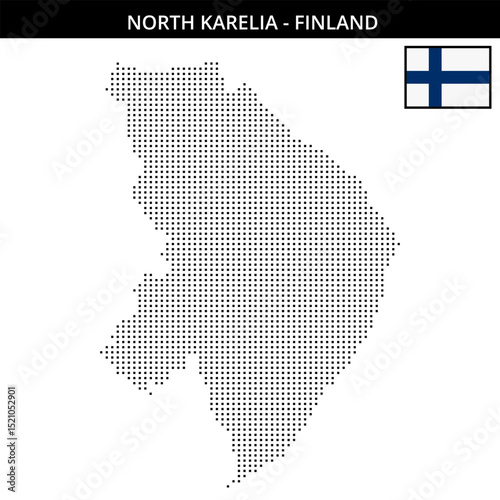 Small square dotted map of north-karelia in Finland