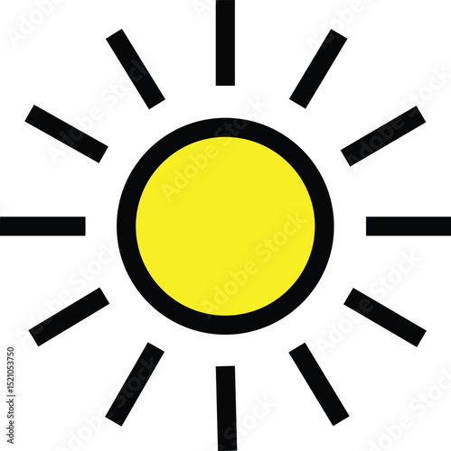 Black and Yellow Sun Icon eps