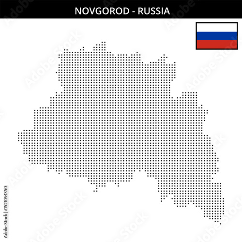 Small square dotted map of Novgorod in Russia