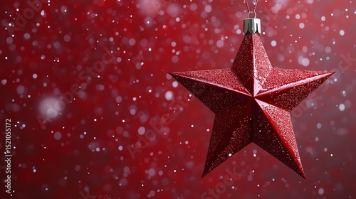 Elegant gold star with red curved shape lighting effect and sparkle. Template premium award design.