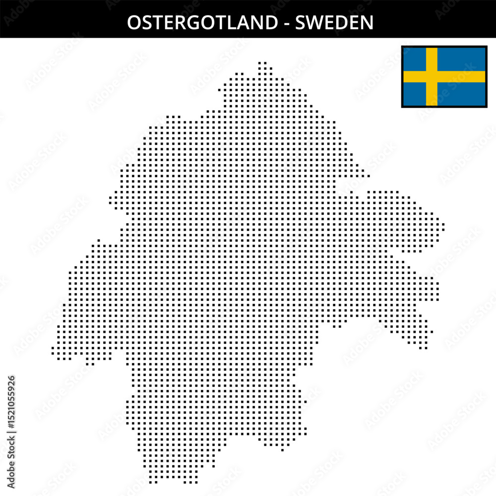 Fototapeta premium Small square dotted map of OstergOtland in Sweden