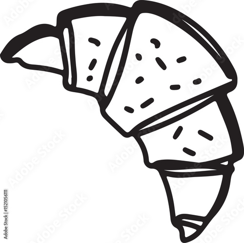 Cake croissant cookies Linear drawing ink