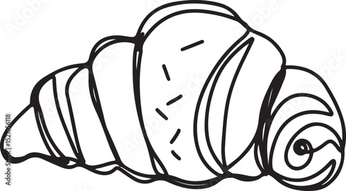 Croissant Food Sweet Linear Drawing Ink