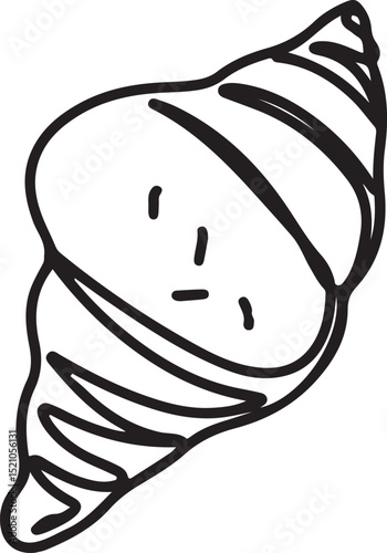 Croissant Food Sweet Linear Drawing Ink