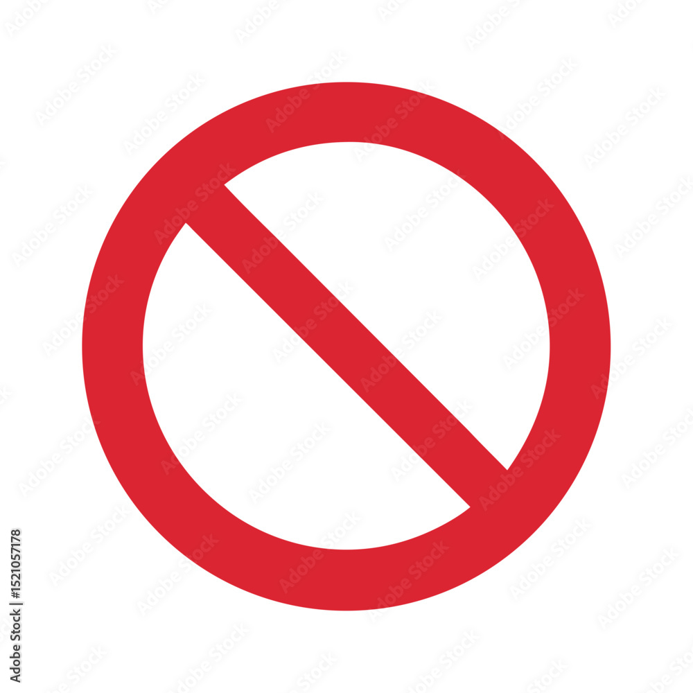 Ícone PNG de símbolo de proibição — faixa diagonal vermelha em fundo transparente, contida em um círculo vermelho. Símbolo proibitivo
