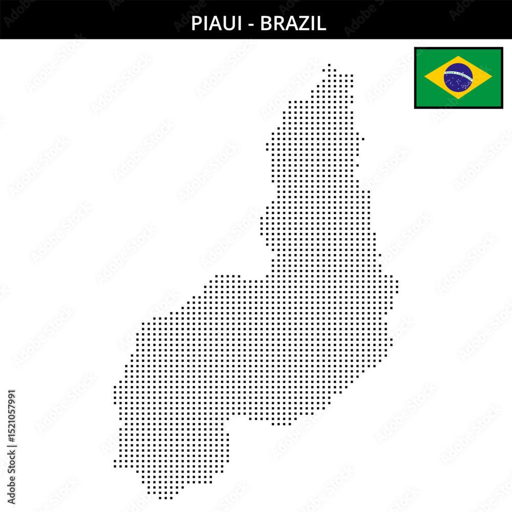 Obraz premium Small square dotted map of piaui in Brazil