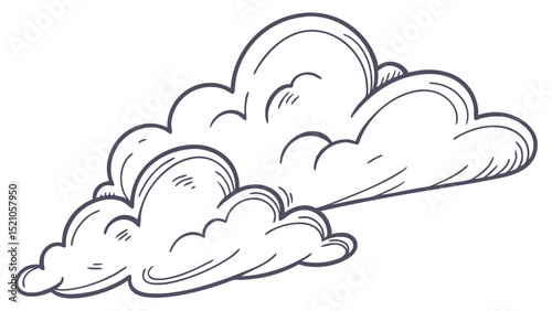 Hand drawn sketch fluffy white cloudscape