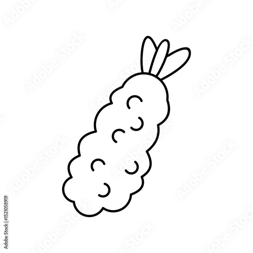 Ebi Tempura Outline Icon – Minimalist Japanese Fried Shrimp Vector