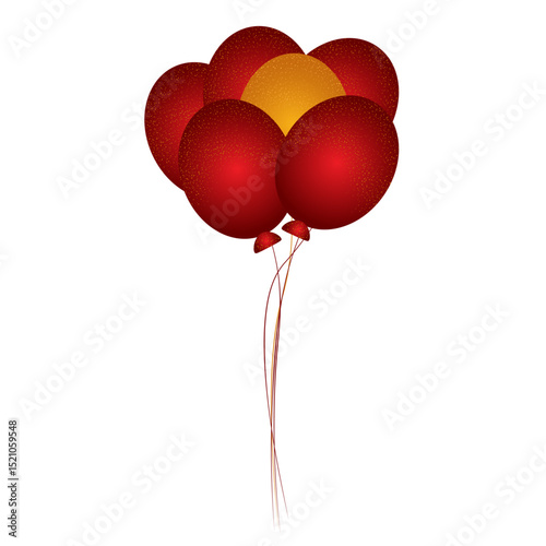 Red and Golden Glitter Balloon cluster 