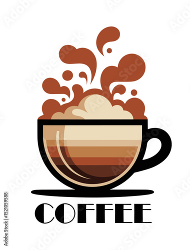 Stylized coffee cup logo design isolated on transparent background. Minimal vector sign or symbol perfect for café branding, coffee shop identity, menu design, and packaging.
