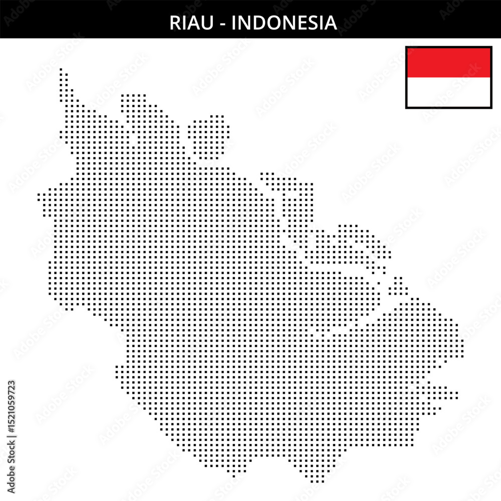 Obraz premium Small square dotted map of riau in Indonesia