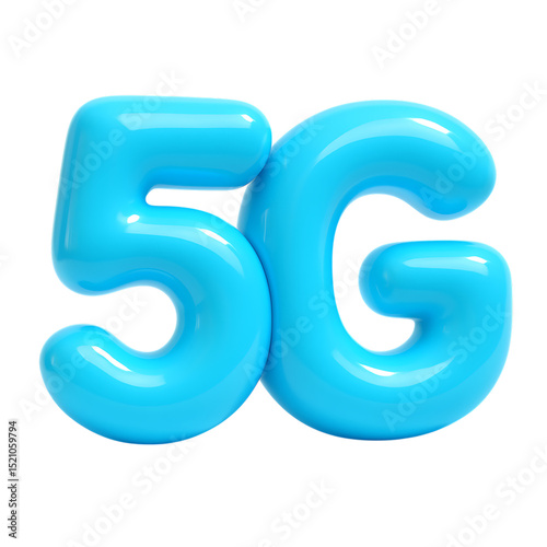 3D icon of Blue 5g symbol isolated on transparent background, wireless technology
