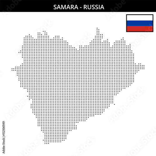 Small square dotted map of Samara in Russia