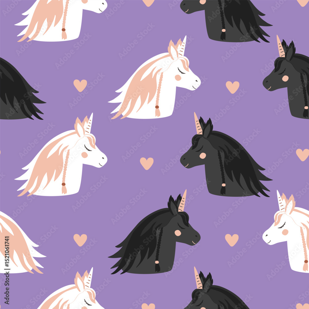 custom made wallpaper toronto digitalCute white and black unicorn seamless pattern. Unicorn portrait cartoon background. Fairy horses vector illustration