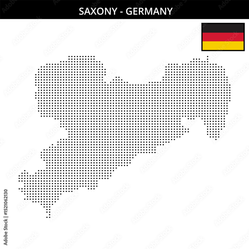 Obraz premium Small square dotted map of saxony in Germany