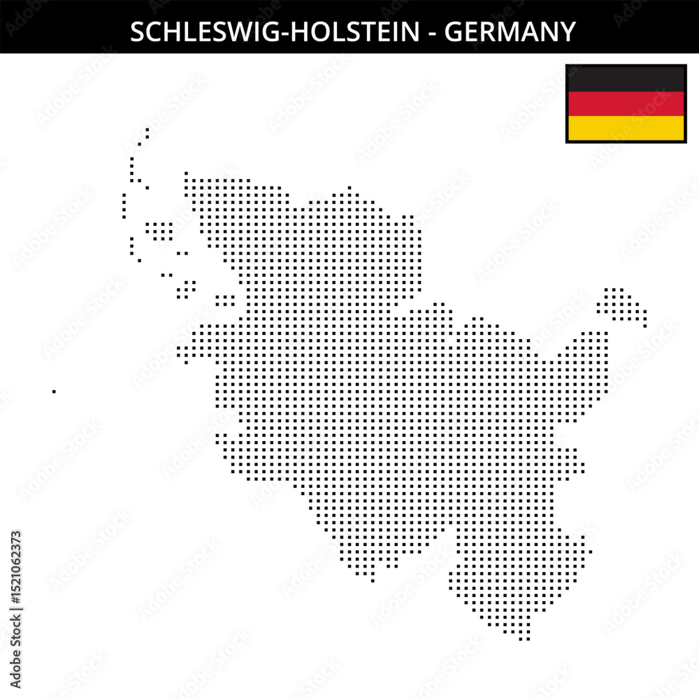Obraz premium Small square dotted map of schleswig-holstein in Germany
