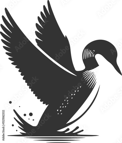Vector bird loon wildlife animal drawing silhouette