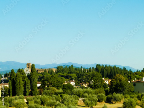 Little church and countryside in Italy.