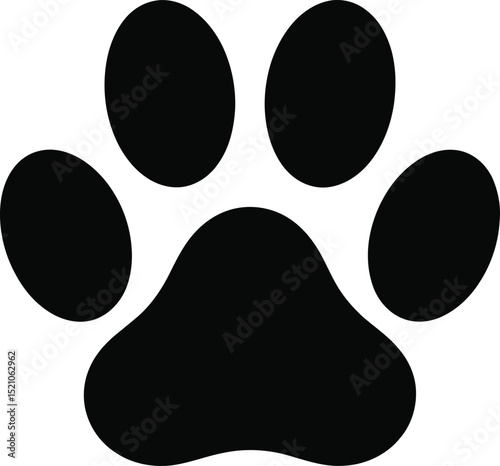 The black silhouette of a paw print presents a simple, yet recognizable animal footprint