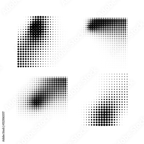 Halftone Dots and Gradient Square Composition Halftone Dot Pattern