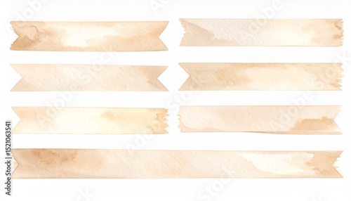 Watercolor Beige Washitape Banners Set photo