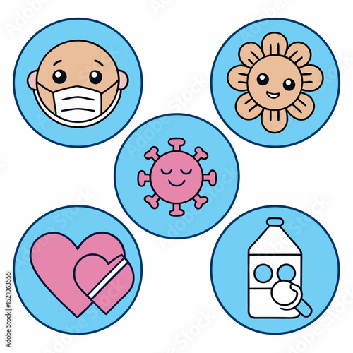 Safety protect icons pack vector illustration