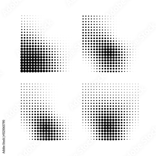 Halftone Dots and Gradient Square Composition Halftone Dot Pattern