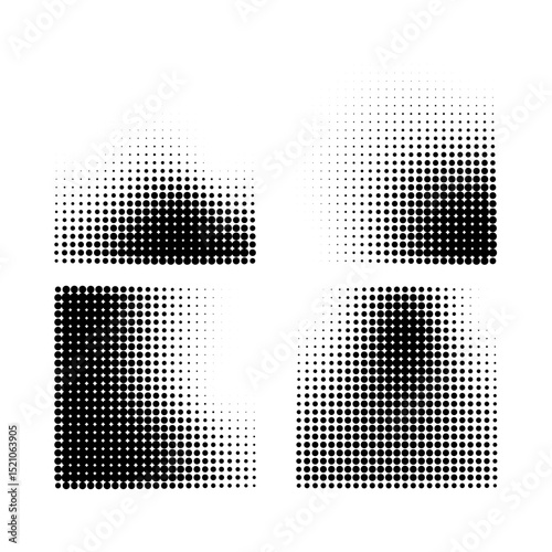 Halftone Dots and Gradient Square Composition Halftone Dot Pattern