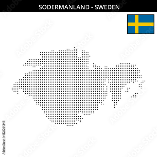 Small square dotted map of Sodermanland in Sweden