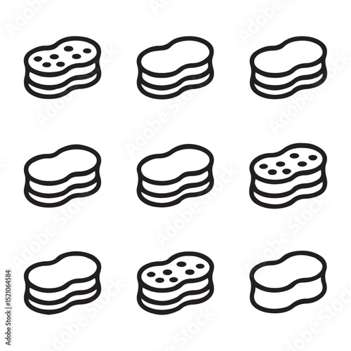 Sponge Icon Set for Cleaning. Vector Illustration of Different Cleaning Sponge Variations

