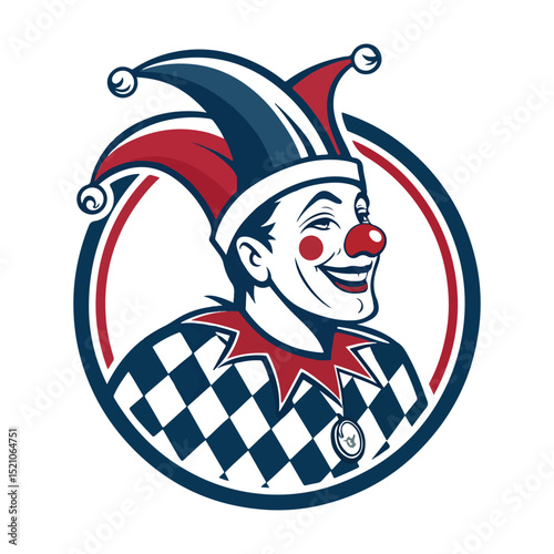 Harlequin Clown Jester Logo Vector Illustration