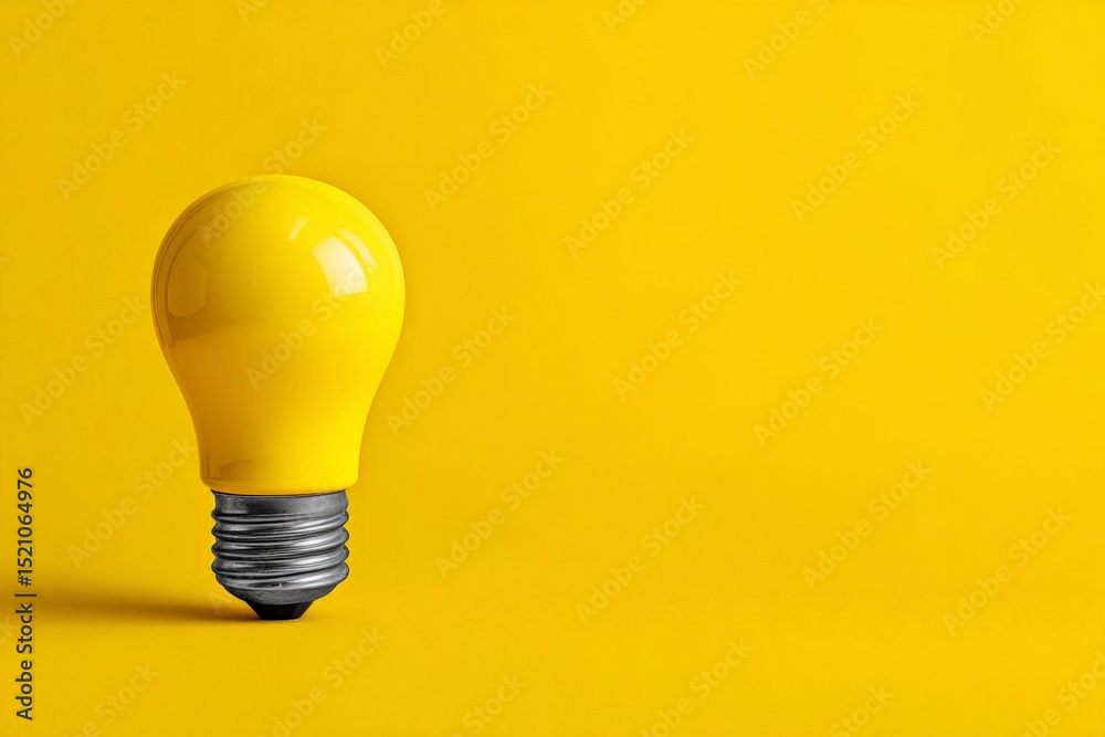 Bright yellow light bulb against a vibrant yellow background creating a cheerful atmosphere Bright yellow light bulb against a vibrant yellow background creating a cheerful atmosphere
