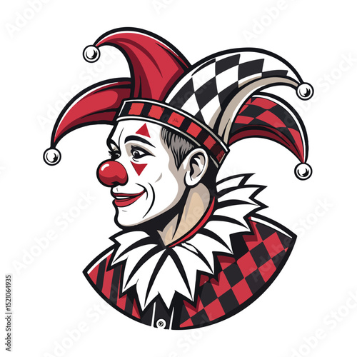Harlequin Clown Jester Logo Vector Illustration