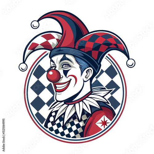 Harlequin Clown Jester Logo Vector Illustration